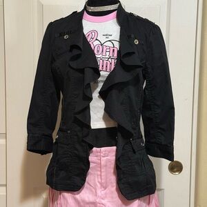 Stylish White House Black Market Black Ruffled Women's Jacket